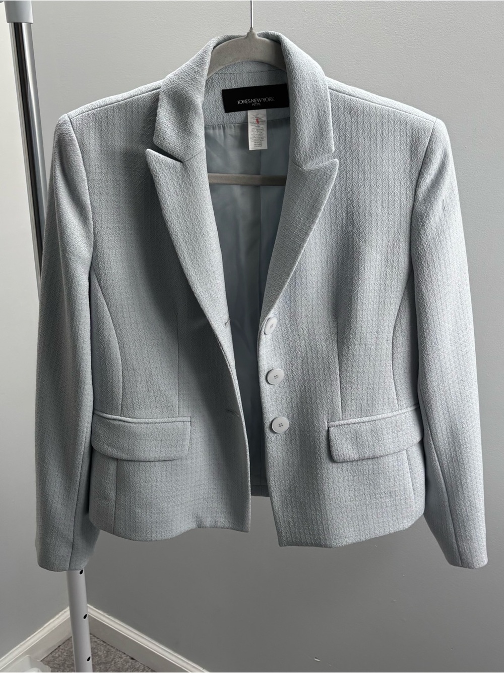 Jones New York Powder Blue Knit Tailored Women's Blazer